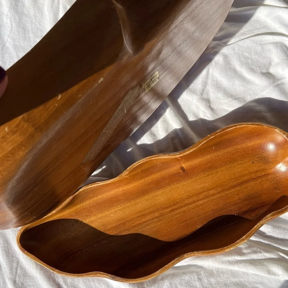 Vintage Alii Wood Monkey Pod Divided Nut or Candy Dish Kona HI Explorers Cove